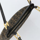 FENDI Zucca Canvas Shoulder Bag Black Brown Auth 163660-6