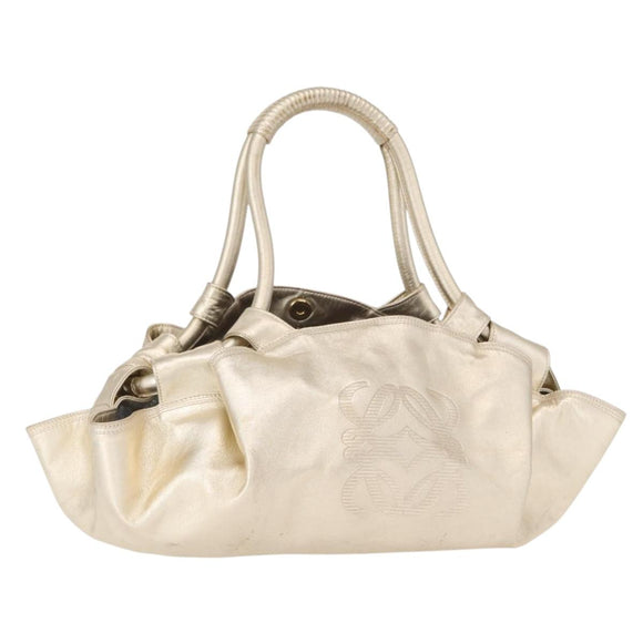 LOEWE Nappa Aire Anagram Hand Bag Leather Gold Auth 163661