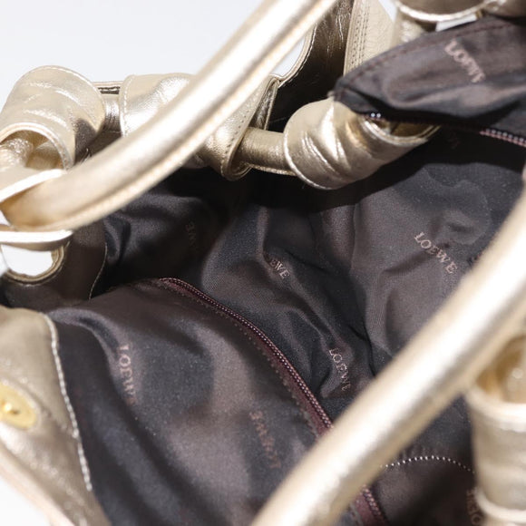 LOEWE Nappa Aire Anagram Hand Bag Leather Gold Auth 163661