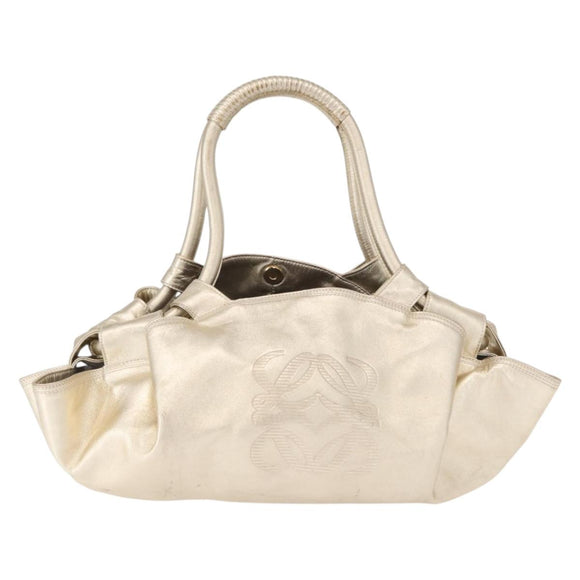 LOEWE Nappa Aire Anagram Hand Bag Leather Gold Auth 163661