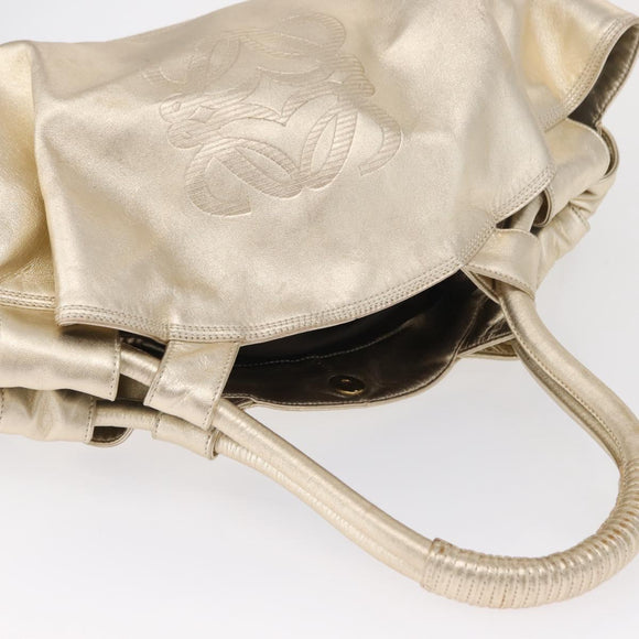 LOEWE Nappa Aire Anagram Hand Bag Leather Gold Auth 163661
