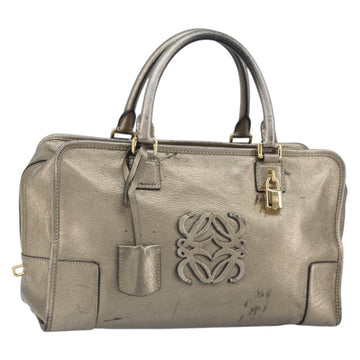 LOEWE Anagram Amazona 36 Hand Bag Leather Gold Auth 163663