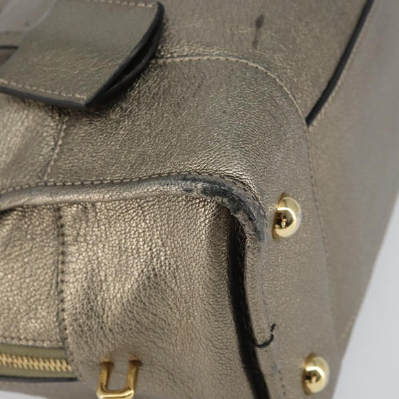 LOEWE Anagram Amazona 36 Hand Bag Leather Gold Auth 163663