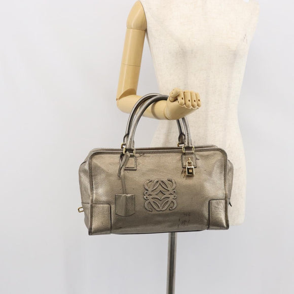 LOEWE Anagram Amazona 36 Hand Bag Leather Gold Auth 163663