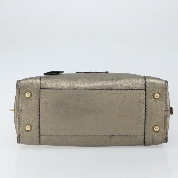 LOEWE Anagram Amazona 36 Hand Bag Leather Gold Auth 163663