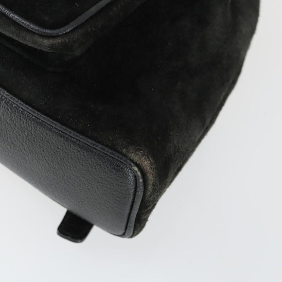 GUCCI Bamboo Backpack Suede Black Gold 003 2058 0030 Auth 163664