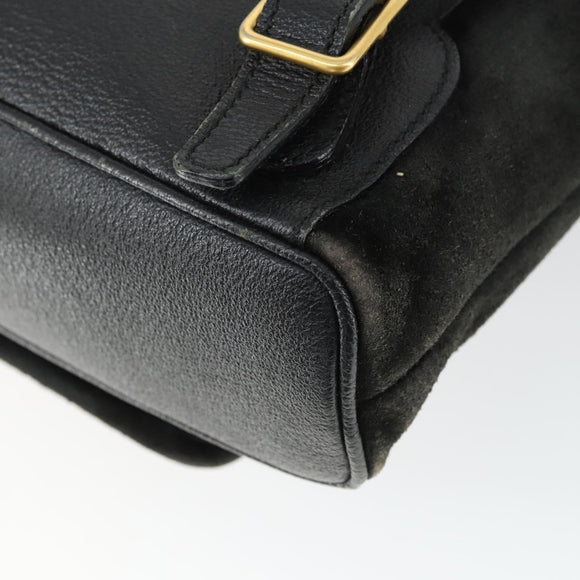 GUCCI Bamboo Backpack Suede Black Gold 003 2058 0030 Auth 163664
