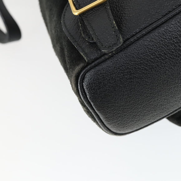 GUCCI Bamboo Backpack Suede Black Gold 003 2058 0030 Auth 163664