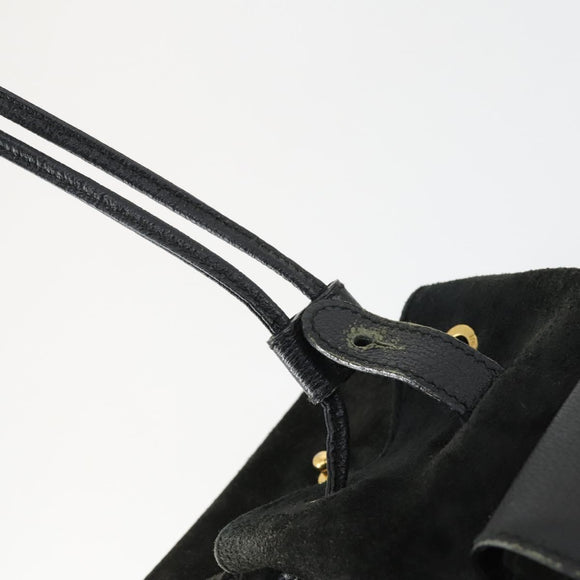 GUCCI Bamboo Backpack Suede Black Gold 003 2058 0030 Auth 163664