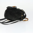 GUCCI Bamboo Backpack Suede Black Gold 003 2058 0030 Auth 163664-3