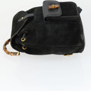 GUCCI Bamboo Backpack Suede Black Gold 003 2058 0030 Auth 163664-4