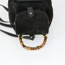 GUCCI Bamboo Backpack Suede Black Gold 003 2058 0030 Auth 163664-6