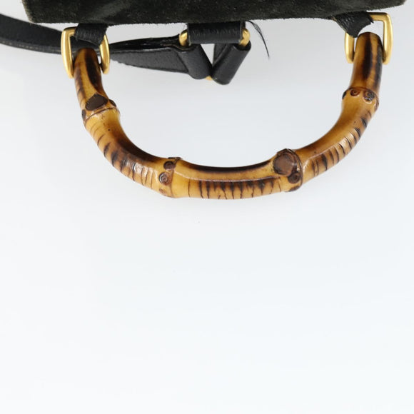 GUCCI Bamboo Backpack Suede Black Gold 003 2058 0030 Auth 163664