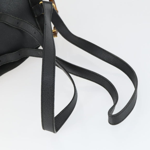 GUCCI Bamboo Backpack Suede Black Gold 003 2058 0030 Auth 163664
