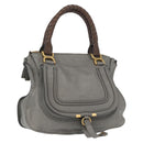 Chloe Mercy Hand Bag Leather Gray Gold Auth 163667-1