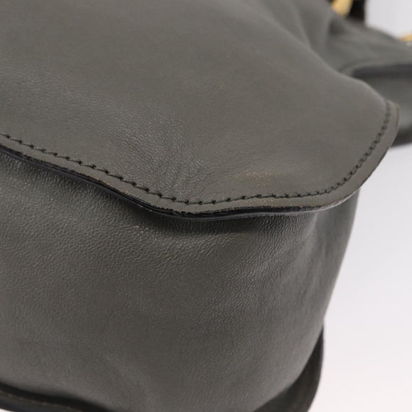 Chloe Mercy Hand Bag Leather Gray Gold Auth 163667