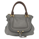 Chloe Mercy Hand Bag Leather Gray Gold Auth 163667-13