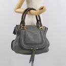 Chloe Mercy Hand Bag Leather Gray Gold Auth 163667-25