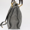 Chloe Mercy Hand Bag Leather Gray Gold Auth 163667-3