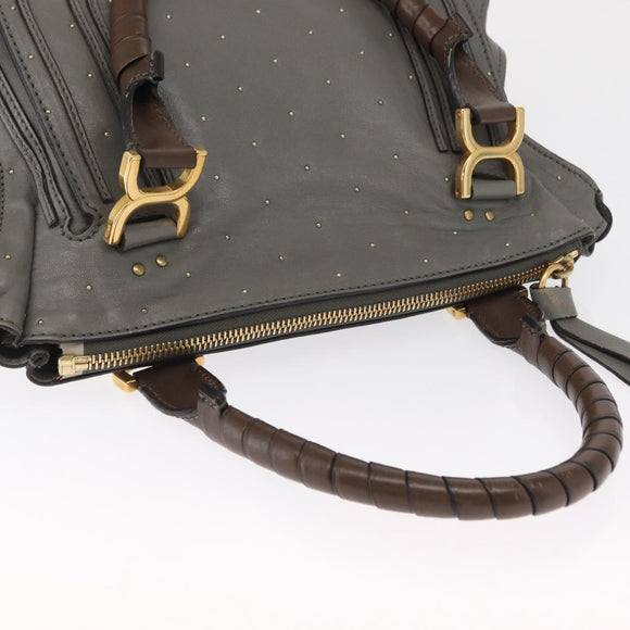 Chloe Mercy Hand Bag Leather Gray Gold Auth 163667