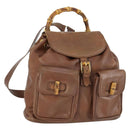 GUCCI Bamboo Backpack Leather Brown Gold 003 2058 0016 Auth 163668-1
