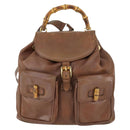 GUCCI Bamboo Backpack Leather Brown Gold 003 2058 0016 Auth 163668-13