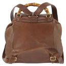 GUCCI Bamboo Backpack Leather Brown Gold 003 2058 0016 Auth 163668-2