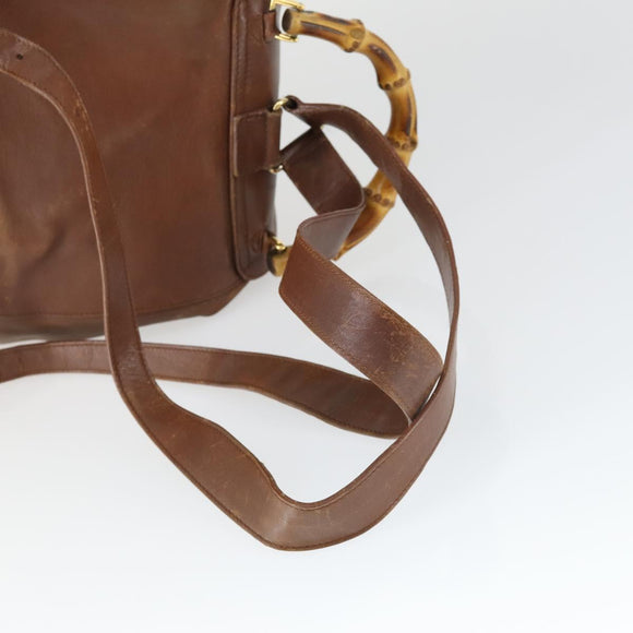 GUCCI Bamboo Backpack Leather Brown Gold 003 2058 0016 Auth 163668