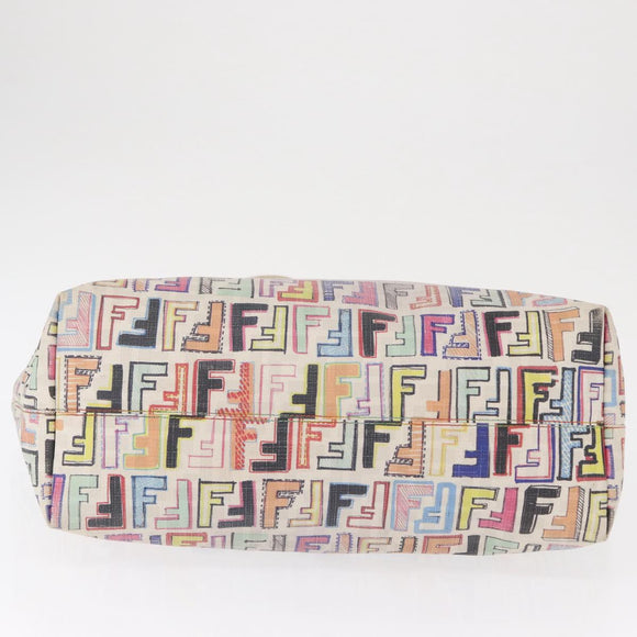 FENDI Zucca Canvas Tote Bag PVC Multicolor Gold Auth 163671