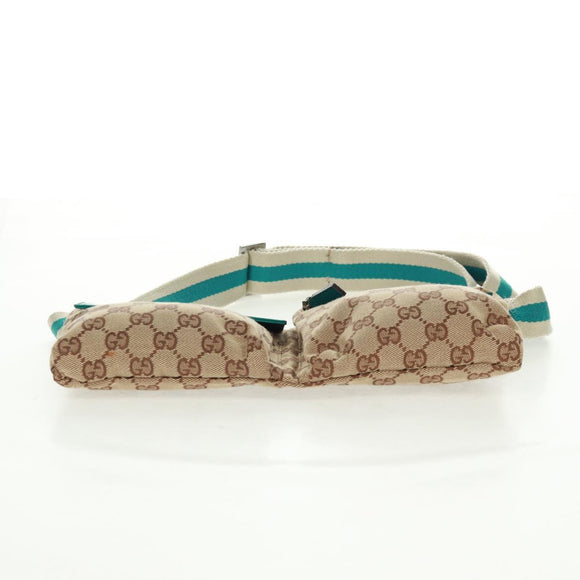 GUCCI GG Canvas Sherry Line Waist bag Beige Silver 28566 Auth 163674