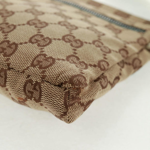 GUCCI GG Canvas Sherry Line Waist bag Beige Silver 28566 Auth 163674