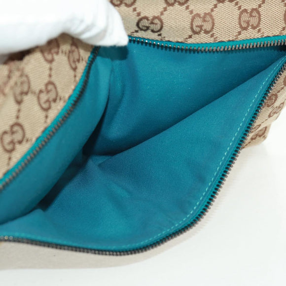GUCCI GG Canvas Sherry Line Waist bag Beige Silver 28566 Auth 163674