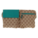 GUCCI GG Canvas Sherry Line Waist bag Beige Silver 28566 Auth 163674-2