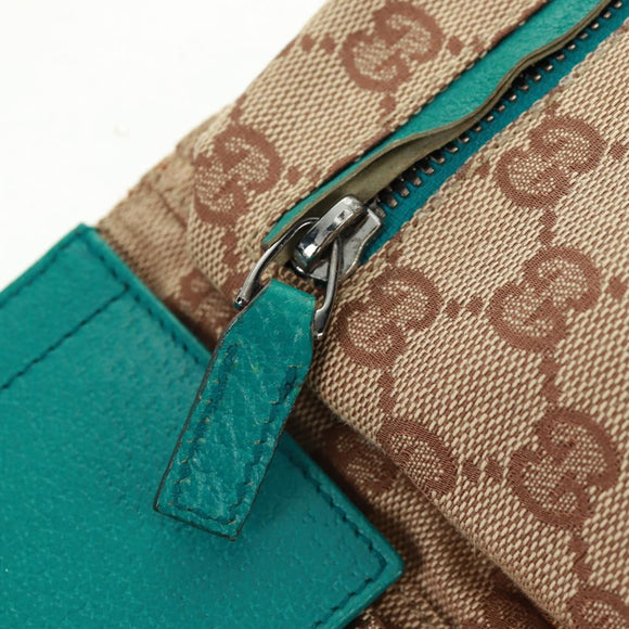 GUCCI GG Canvas Sherry Line Waist bag Beige Silver 28566 Auth 163674
