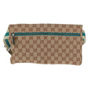 GUCCI GG Canvas Sherry Line Waist bag Beige Silver 28566 Auth 163674-3