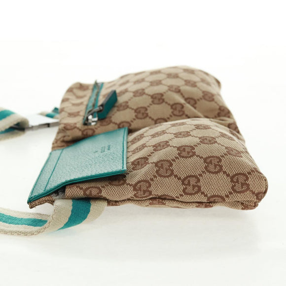 GUCCI GG Canvas Sherry Line Waist bag Beige Silver 28566 Auth 163674