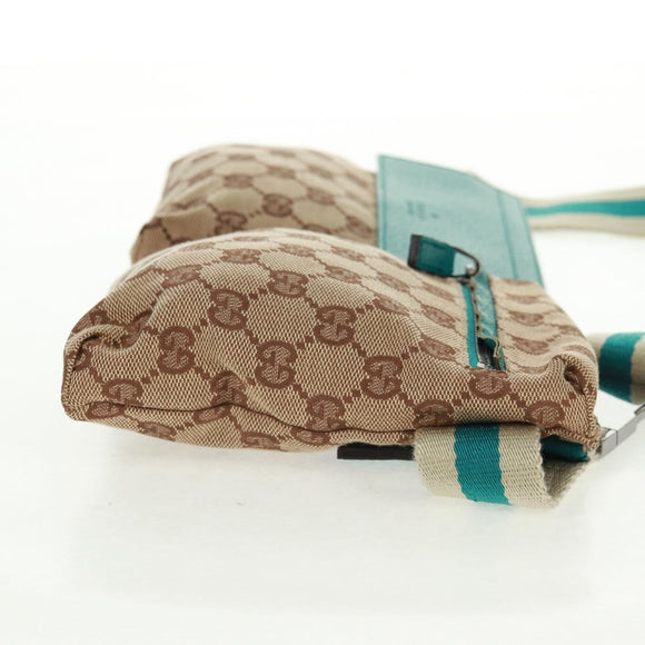 GUCCI GG Canvas Sherry Line Waist bag Beige Silver 28566 Auth 163674