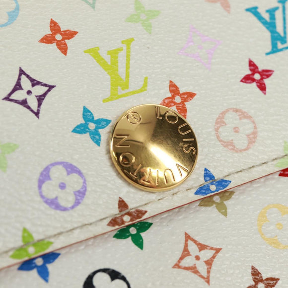 LOUIS VUITTON Multicolor Portefeuille Sarah Wallet White M93532 Auth 163706V