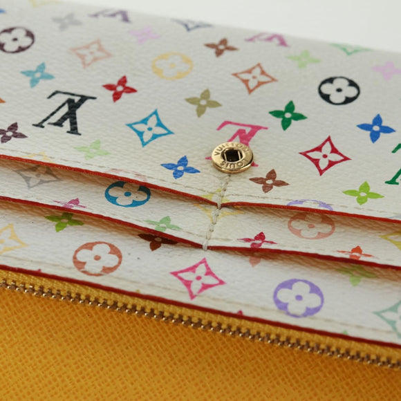 LOUIS VUITTON Multicolor Portefeuille Sarah Wallet White M93532 Auth 163706V