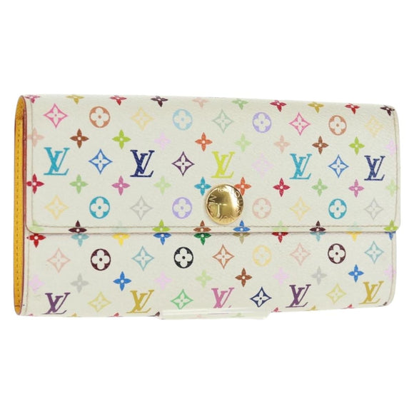 LOUIS VUITTON Multicolor Portefeuille Sarah Wallet White M93532 Auth 163706V