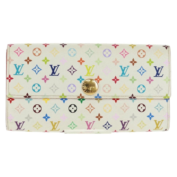 LOUIS VUITTON Multicolor Portefeuille Sarah Wallet White M93532 Auth 163706V