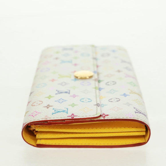 LOUIS VUITTON Multicolor Portefeuille Sarah Wallet White M93532 Auth 163706V