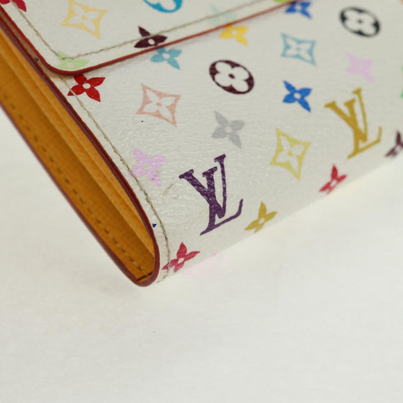 LOUIS VUITTON Multicolor Portefeuille Sarah Wallet White M93532 Auth 163706V
