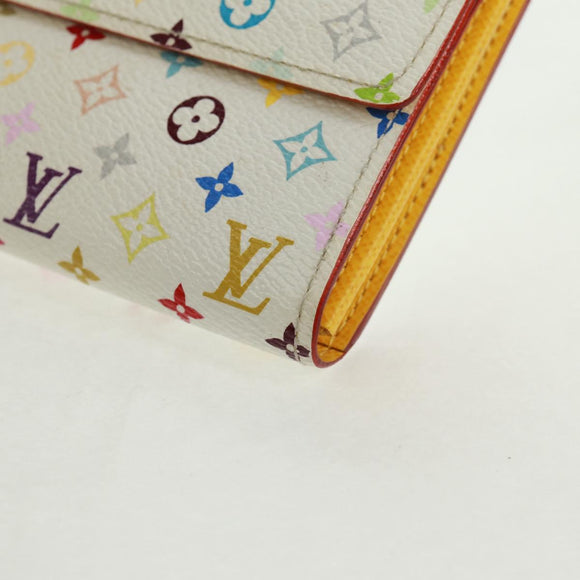 LOUIS VUITTON Multicolor Portefeuille Sarah Wallet White M93532 Auth 163706V