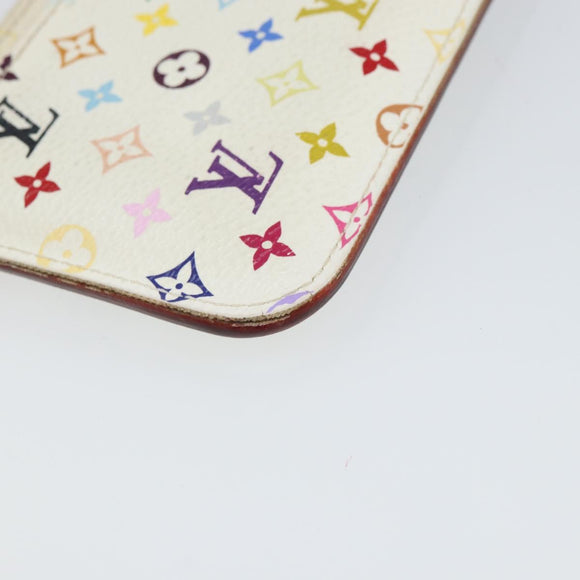 LOUIS VUITTON Multicolor Pochette Cles NM Coin Purse White M93734 LV Auth 163711