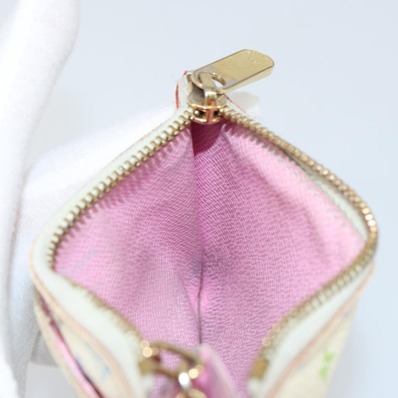LOUIS VUITTON Multicolor Pochette Cles NM Coin Purse White M93734 LV Auth 163711