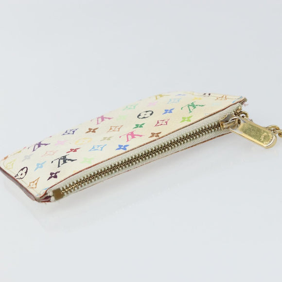 LOUIS VUITTON Multicolor Pochette Cles NM Coin Purse White M93734 LV Auth 163711