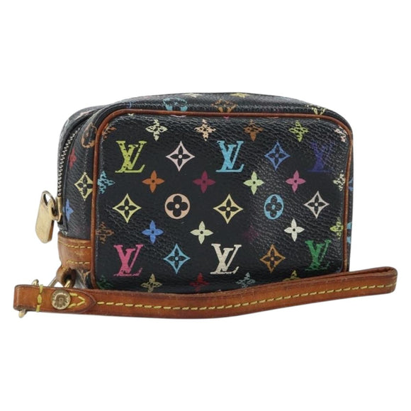 LOUIS VUITTON Monogram Multicolor Trousse Wapity Pouch Black M58034 Auth 163713