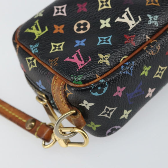 LOUIS VUITTON Monogram Multicolor Trousse Wapity Pouch Black M58034 Auth 163713