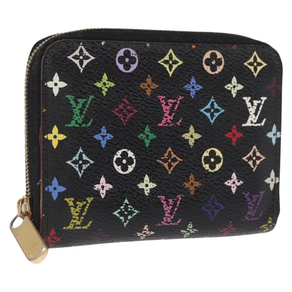 LOUIS VUITTON Monogram Multicolor Zippy Coin Purse Black M93740 LV Auth 163720